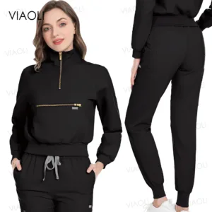 Zipper Jacket  Jogger Style Scrub Set